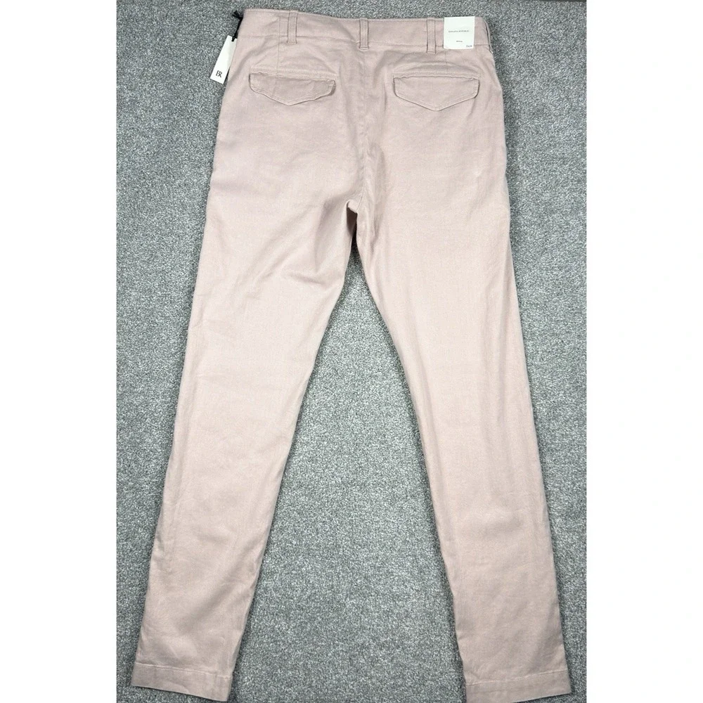 Banana Republic Slim Chino Pants Men 33x34 Faded Pink Linen Cotton Stretch NWT